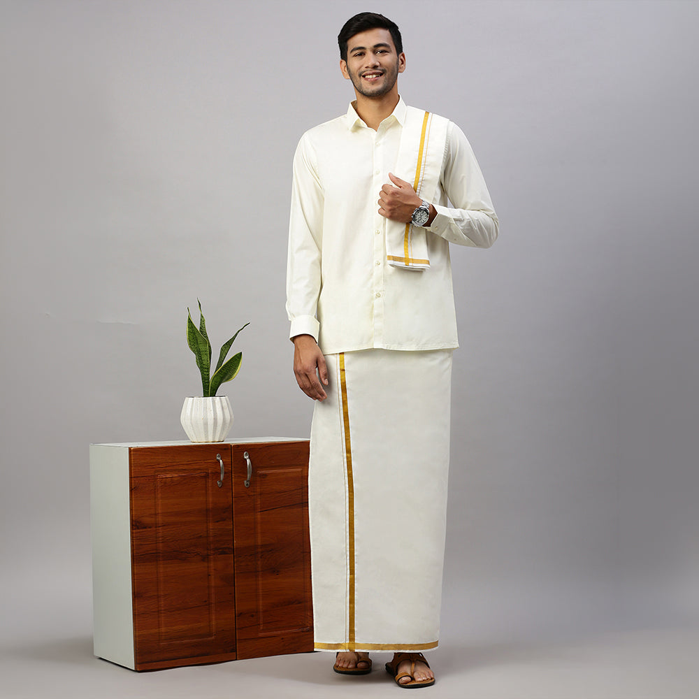 Cream Shirt & Dhoti Combos