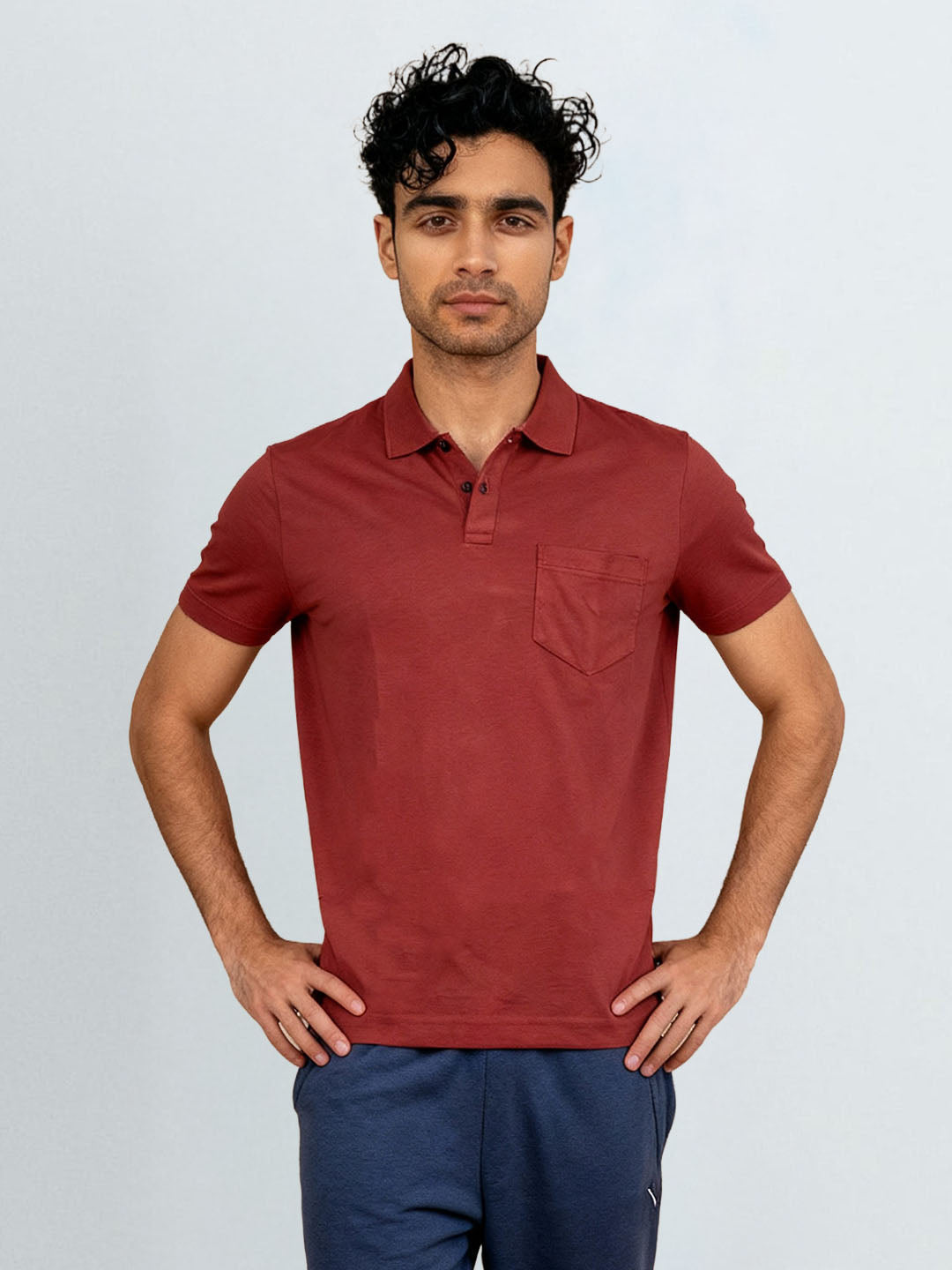 Men TENCEL™ Modal Fibers with Micro technology Polo T-Shirt Heather Red EMP3