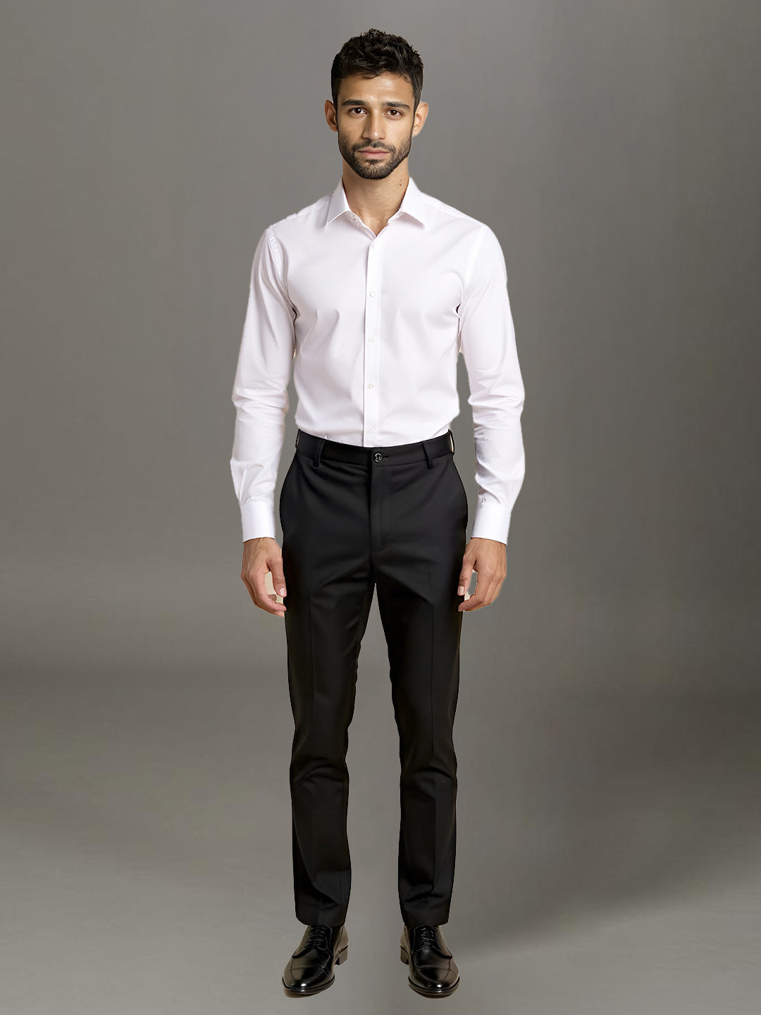 Men Cotton Lycra Black Smart Fit Pant Zara