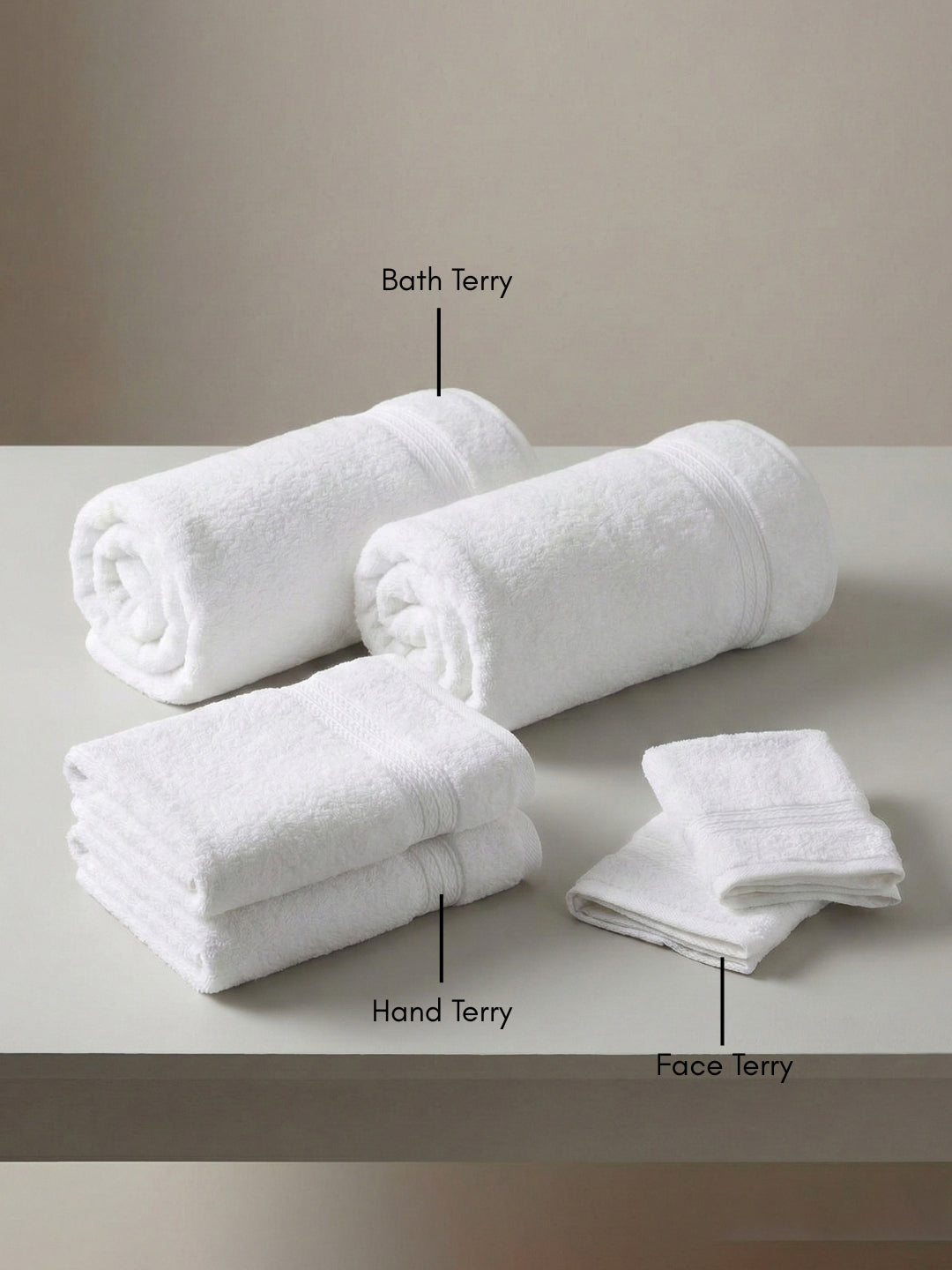 You & Me Premium Soft Terry Cotton Couple Bath, Face & Hand Towel White (Pack Of 6)