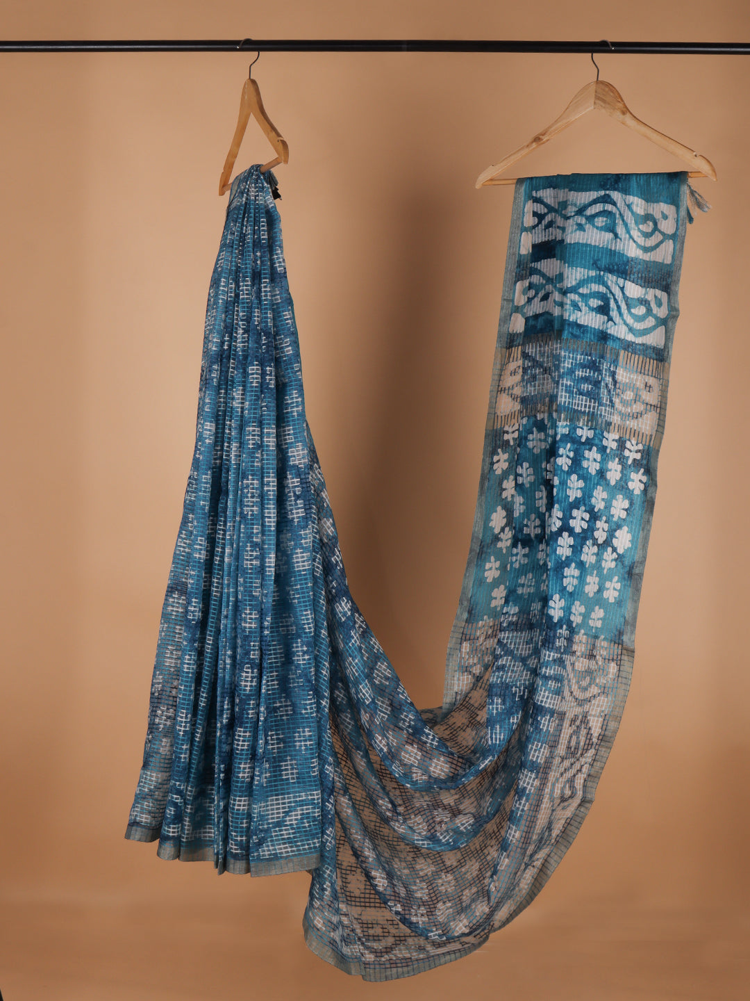 Women Blue Fancy Cotton Saree SS362