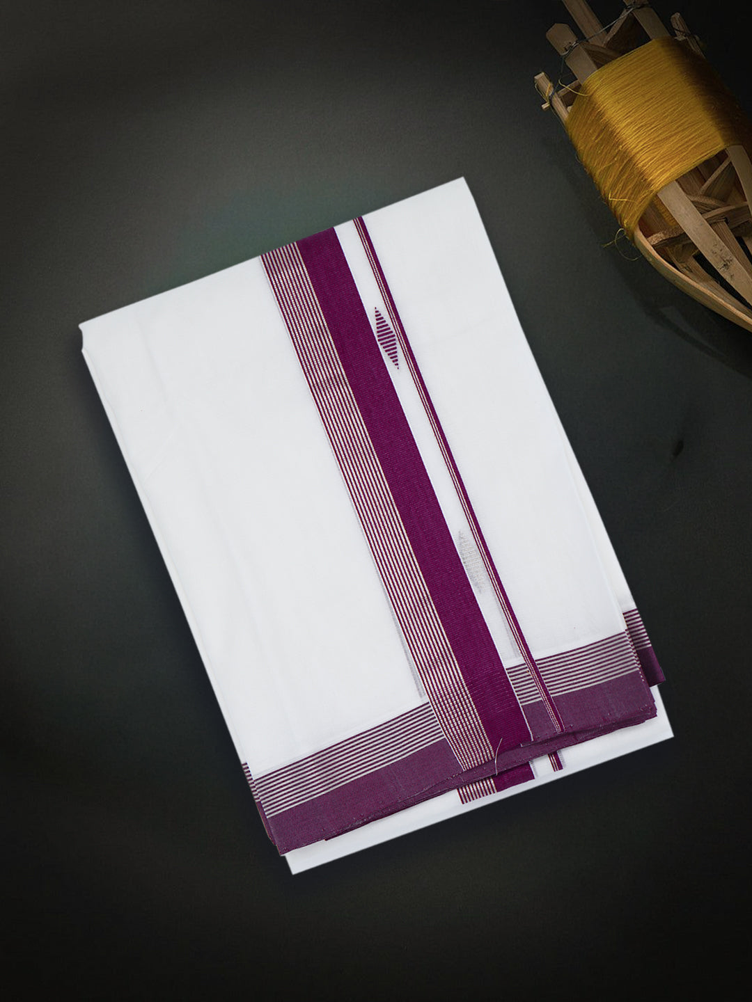 Men Premium Handloom White Dhoti with Fancy Border HLM66