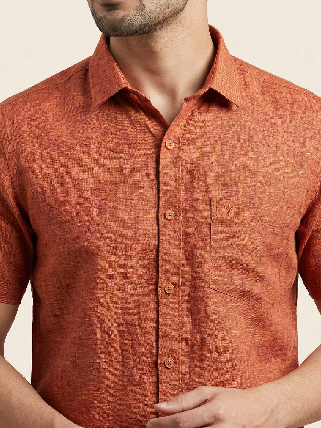 Men Pure Linen Blue Shirt L90