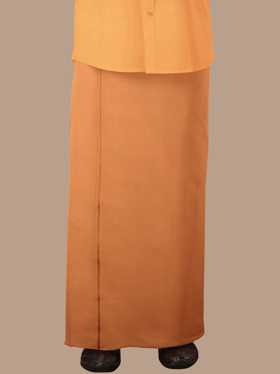 Men 100% Cotton Single Layer Kaavi Dhoti with Assorted Border Poojan SB