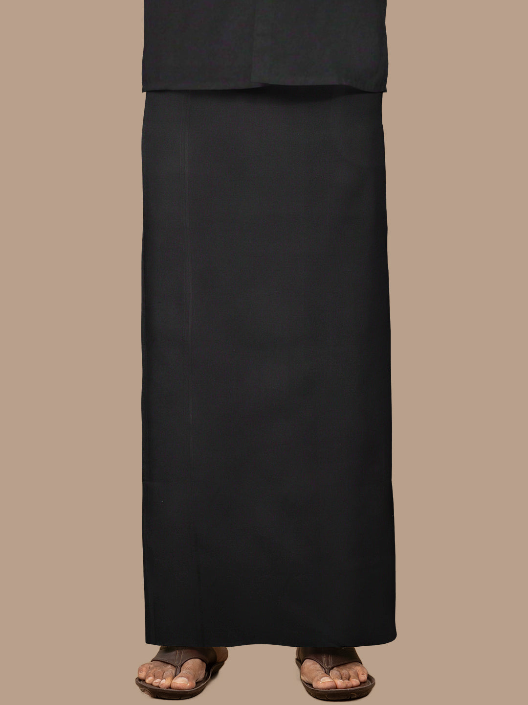 Men 100% Cotton Single Layer Black Dhoti with Small Border Poojan Paramas