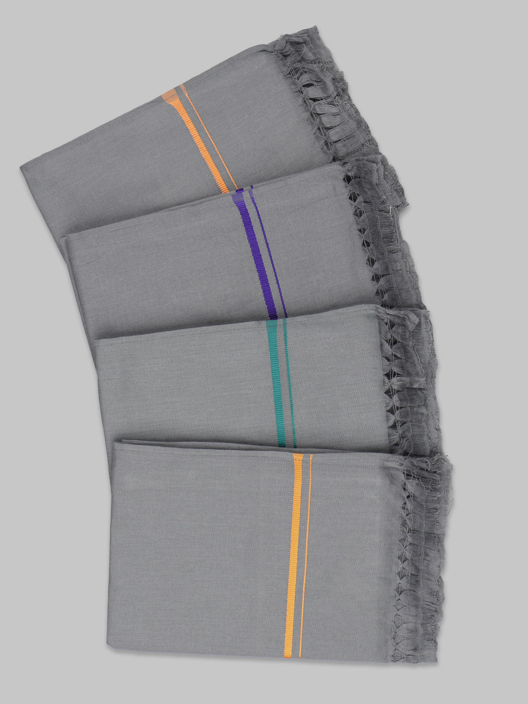 Men Assorted Border Devotional Towel Grey Hariharan (Pack of 2)
