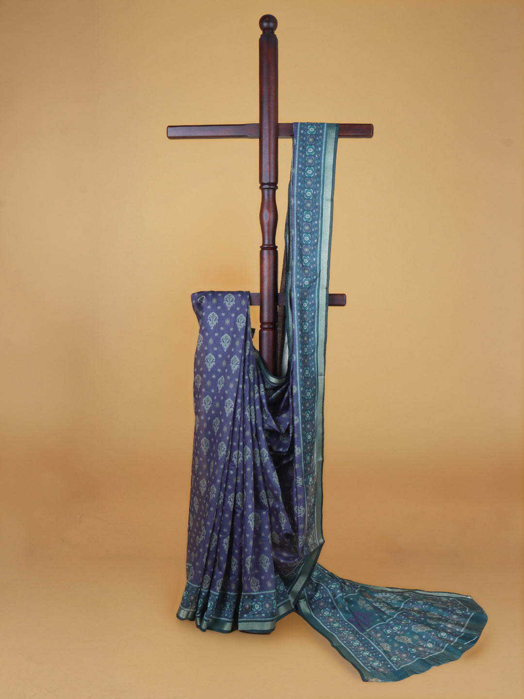 Women Violet Semi Chanderi Cotton Printed Saree SC62