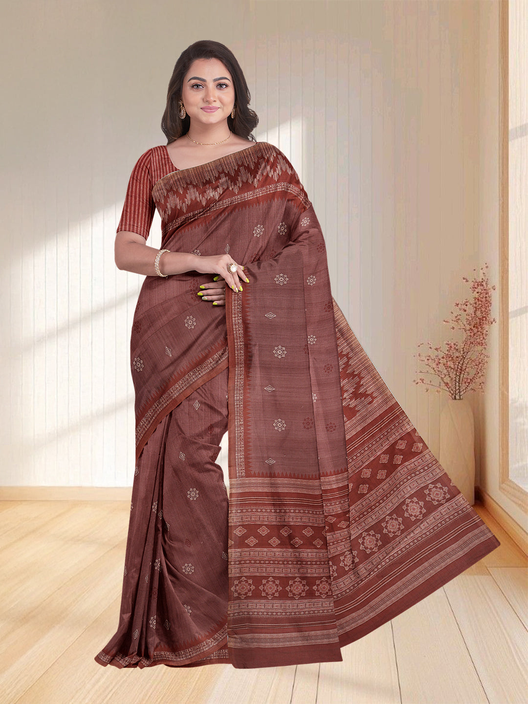 Women Desert Pink Semi Tussar Saree ST244