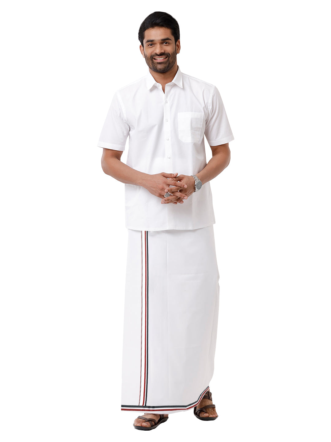 Men Wrinkle Free Cotton Single Layer Political Dhoti ADMK Amul