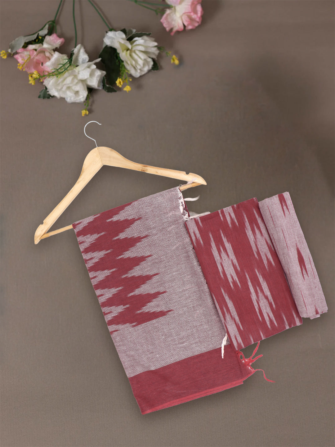 Women Pure Cotton Dress Material Maroon DM326