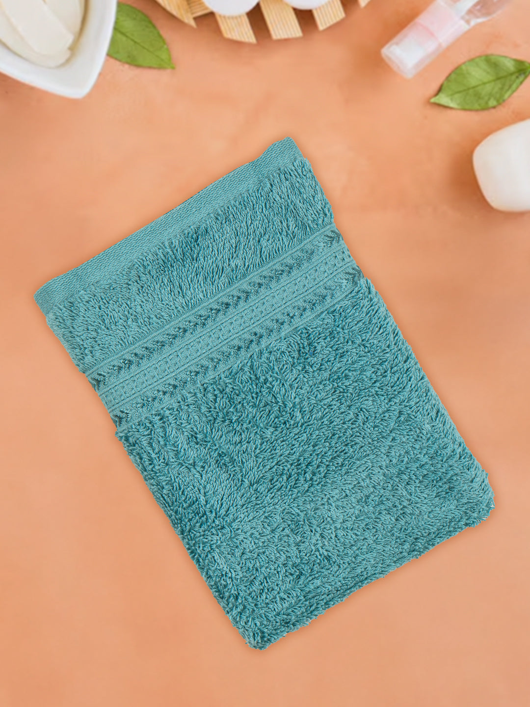 Highly Absorbent & Quick Dry Cotton Bamboo Terry Towel Set – Blue Hand, Face & Bath Towels (Pack of 3)