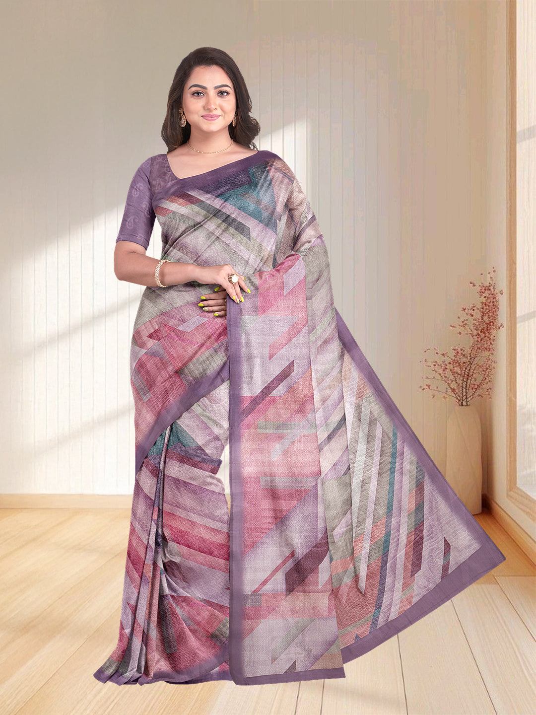 Women Purple Semi Tussar Saree ST245