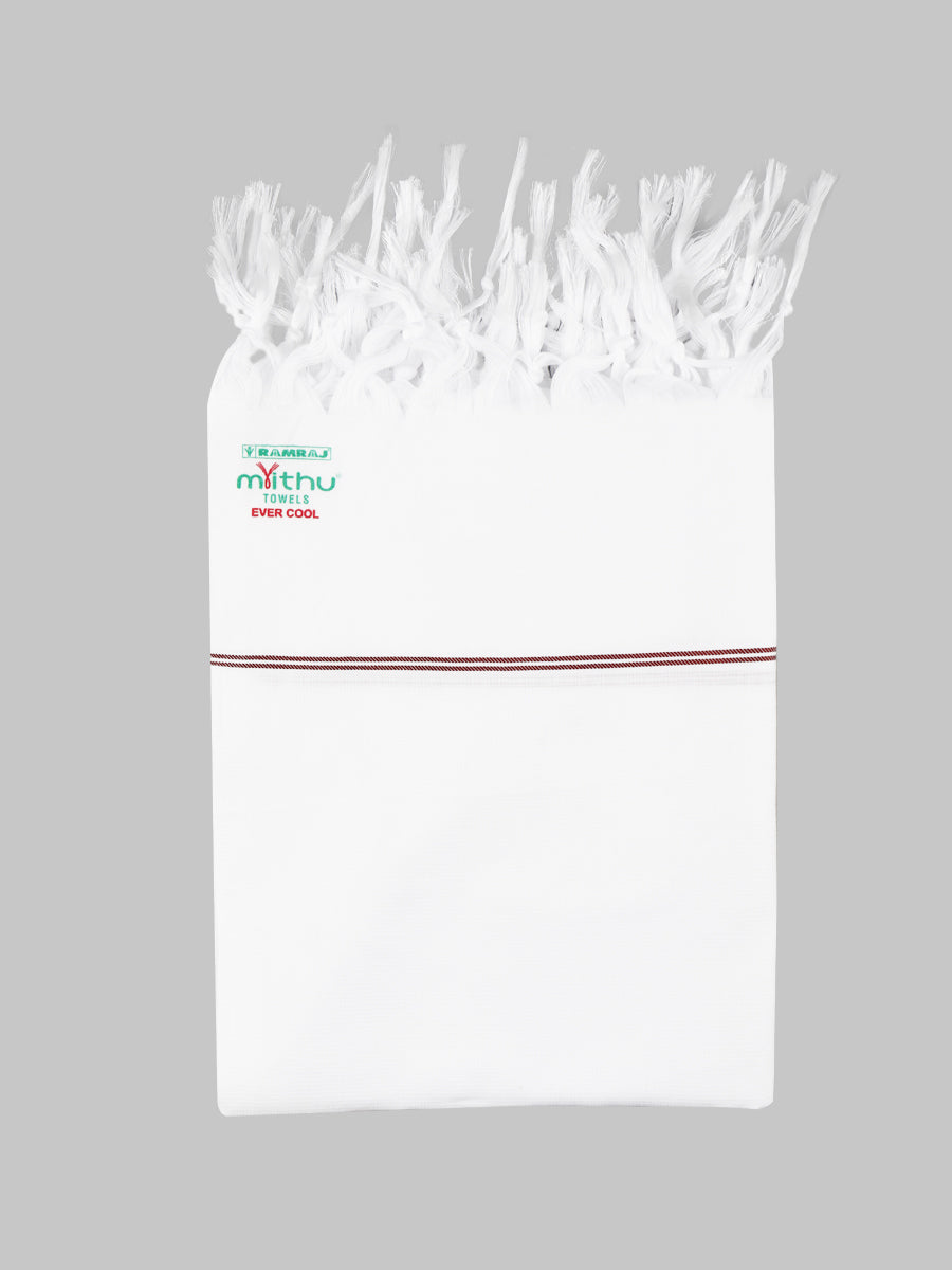 Cotton White Ever Cool Bath Towel-Red