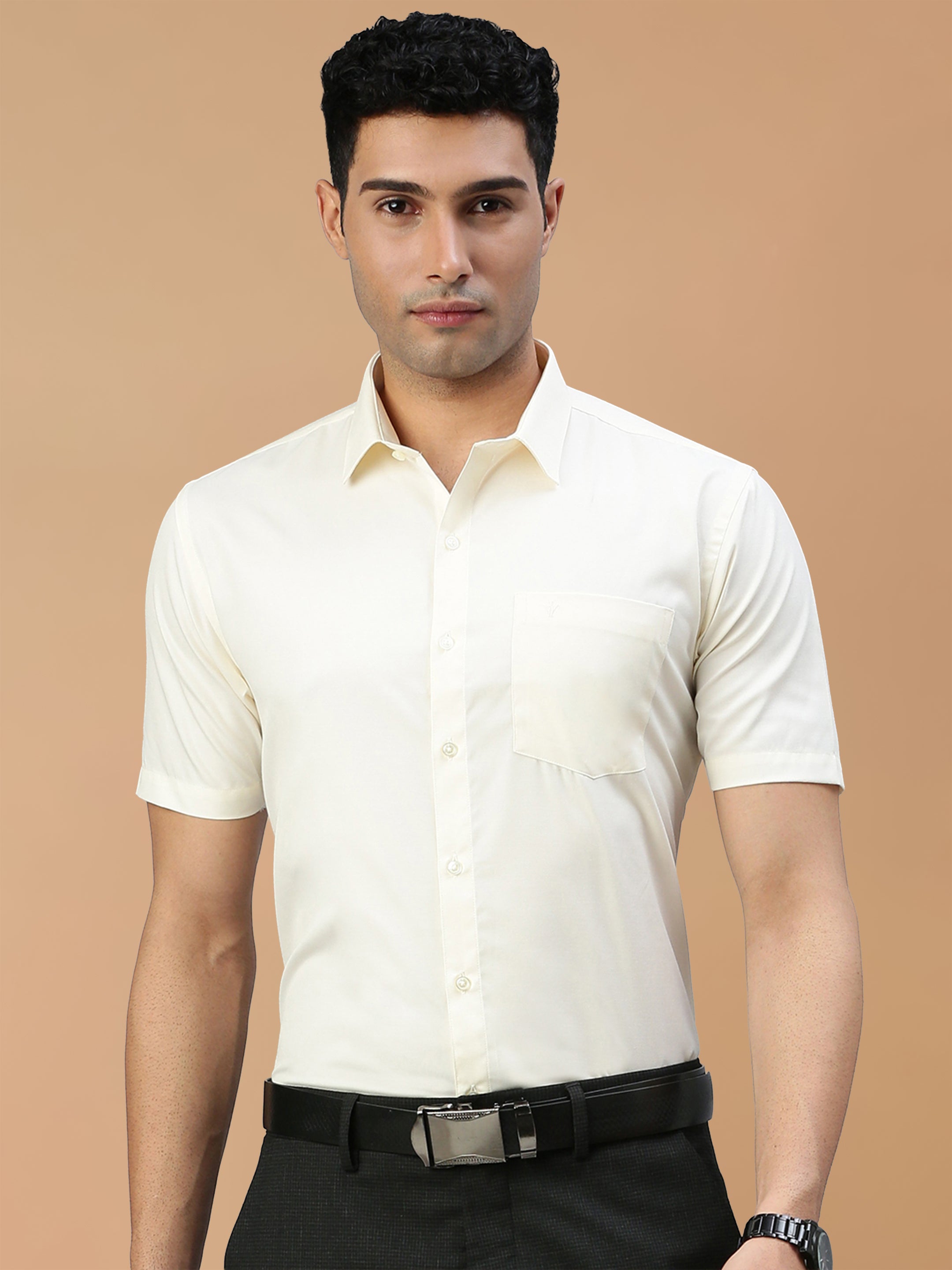 Cotton Rich Cream Regular Fit Shirt Kalyan