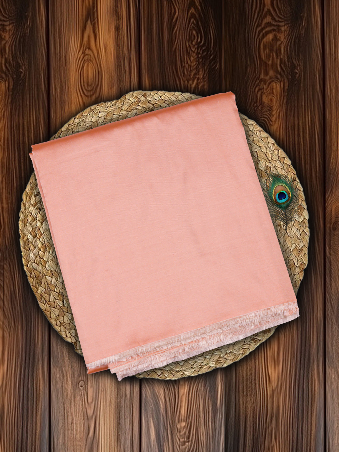 100% Silk Slubless Dupion Mens Shirting Fabric-Scallop Shell Colour
