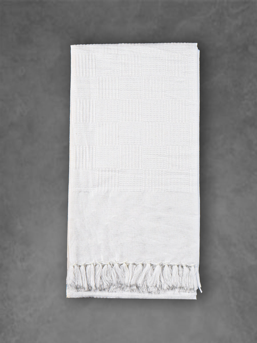 100% Cotton Signature Waffle Design White Bath Towel 1050 -Full view