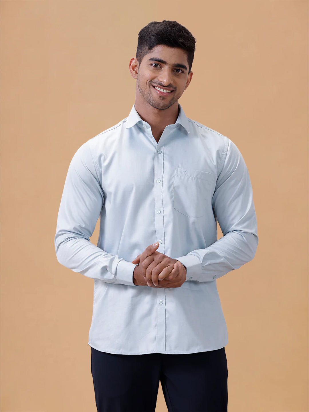 Cotton Rich LT Teal Blue Regular Fit Shirt T61 AKT4