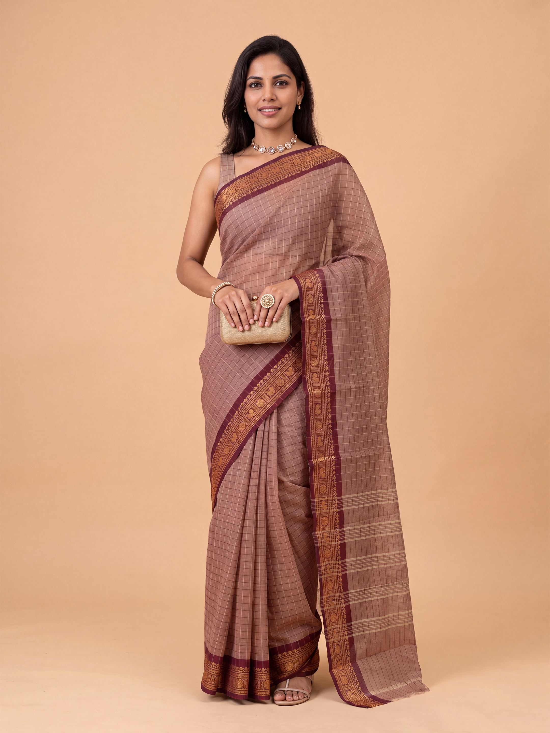 Women Chettinad Cotton Maroon Saree CCS02