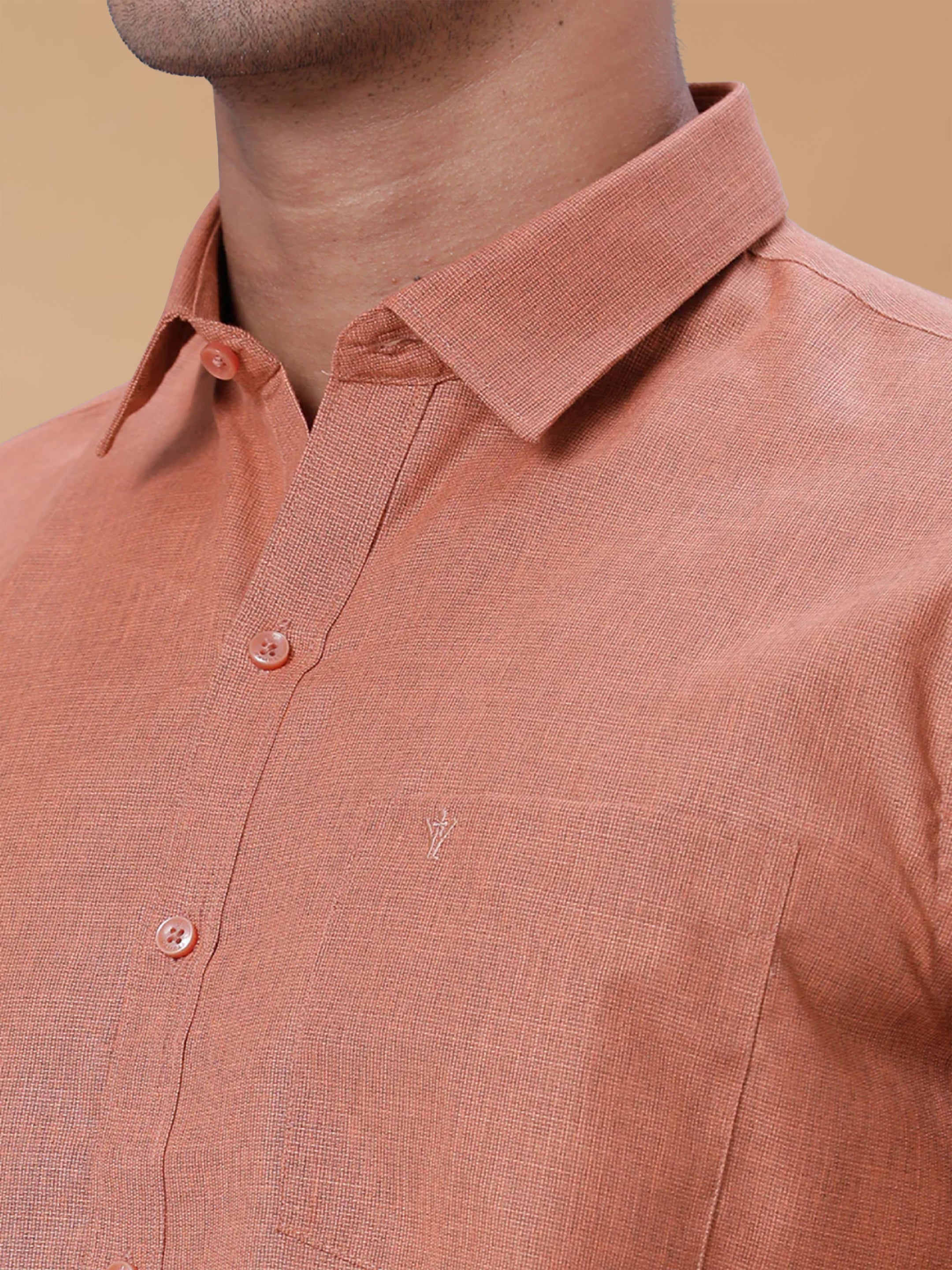 Cotton Rich LT Reddish Brown Regular Fit Shirt T1 GC18