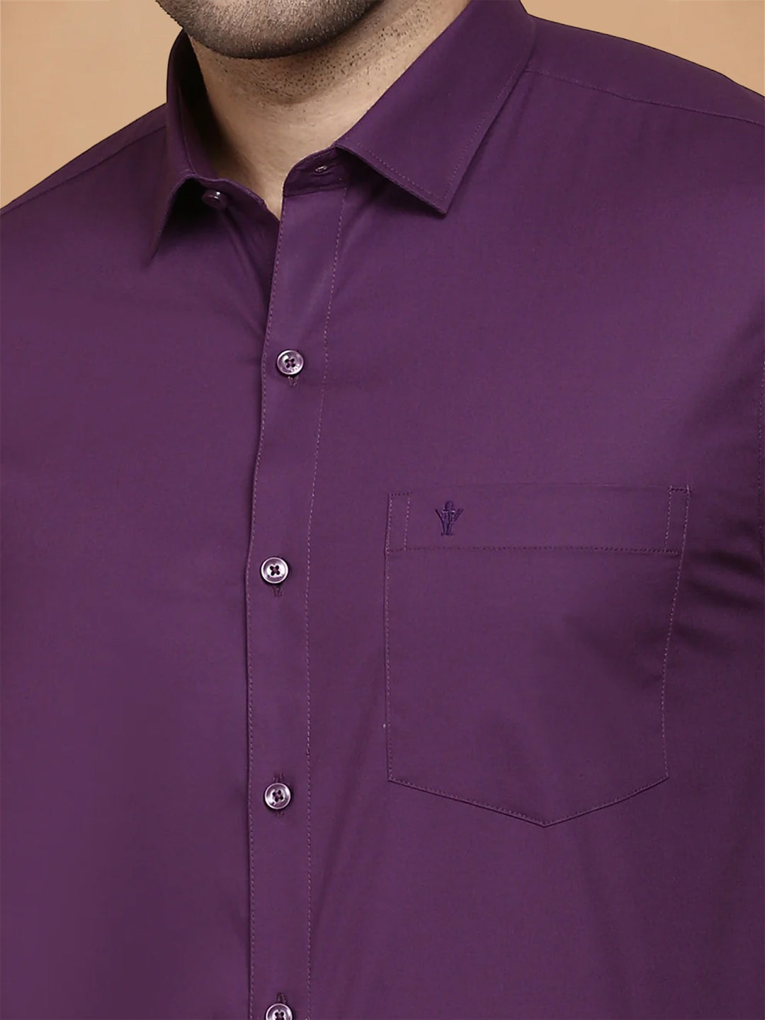 Cotton Spandex Purple 2 Way Stretch Smart Fit Shirt LY5