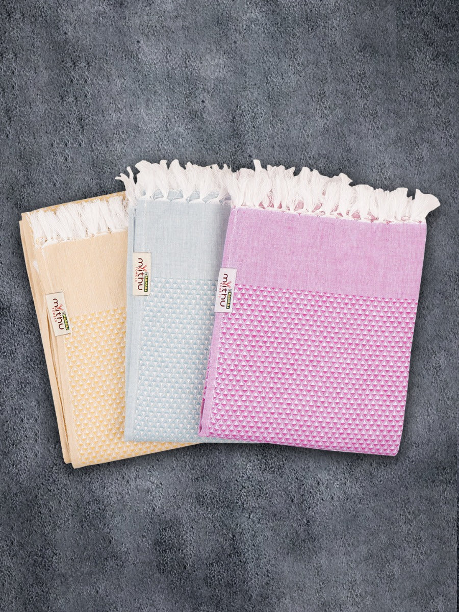 100% Cotton Signature Checked Bath Towel 1111 (Pack of 3)