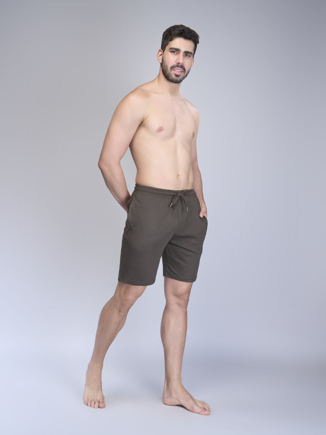 Men Combed Cotton Rich Expert Shorts Olive Green ES7