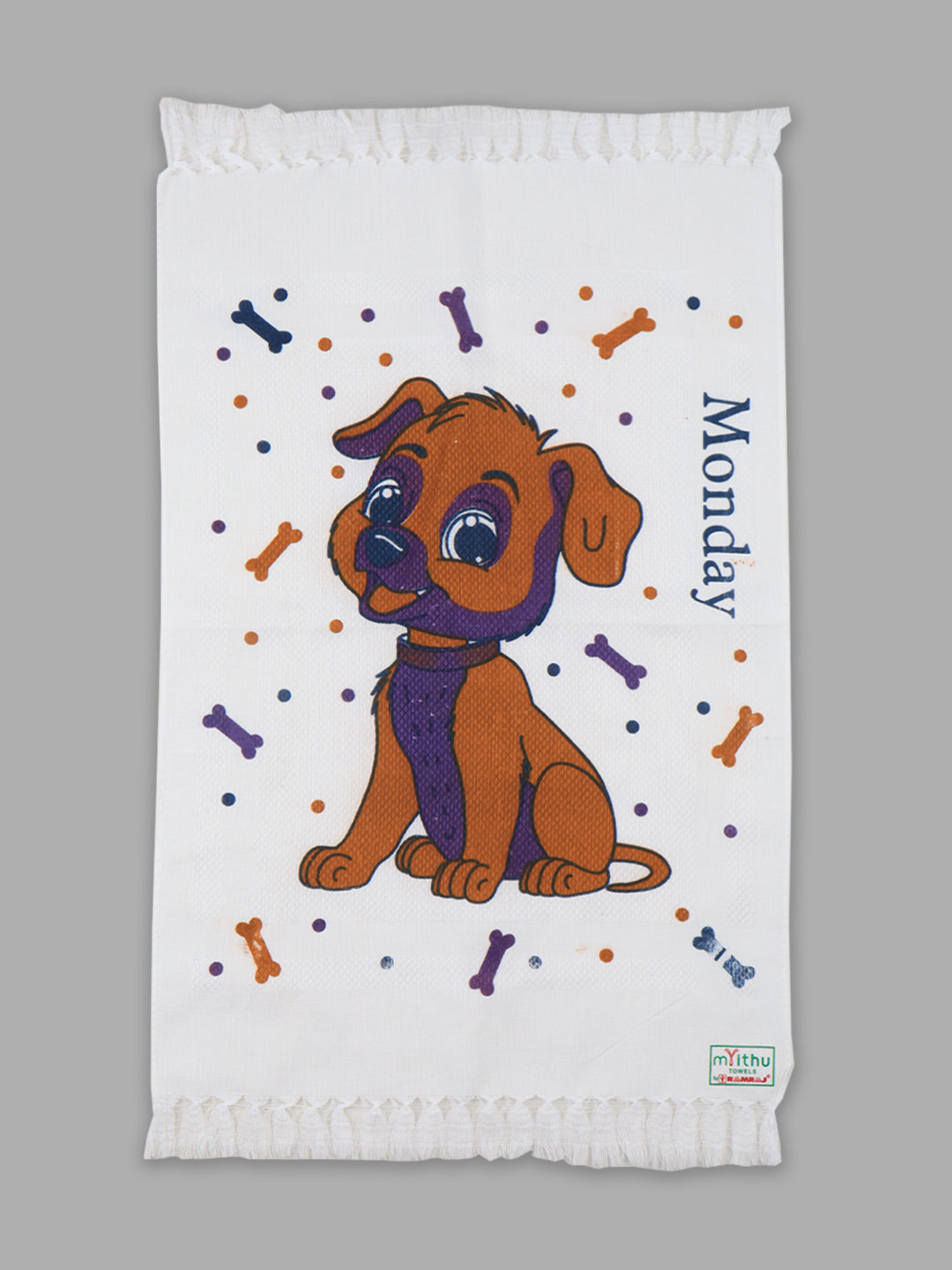 Premium Cotton White Printed Napkin / Hand Towel (Pack of 6)