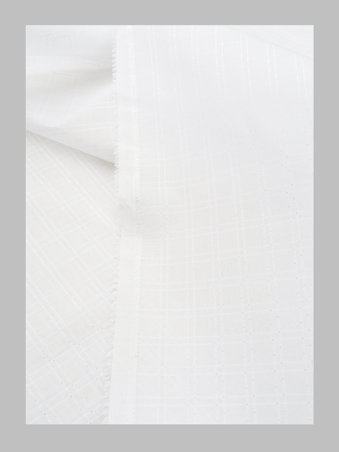Men Mono Cotton Self Design Shirting White Ideal Dobby 01