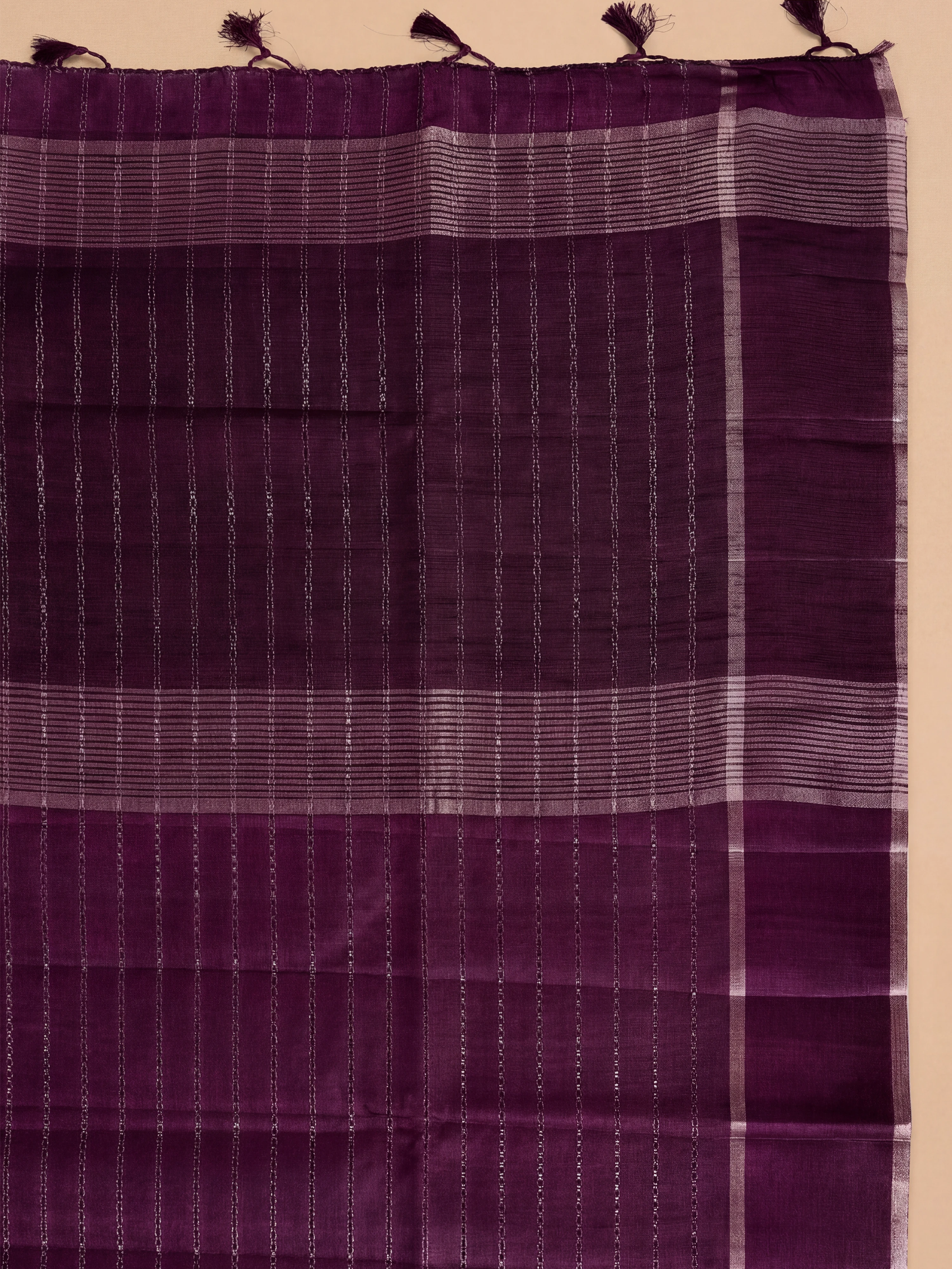 Women Semi Tussar Dark Violet Saree ST331