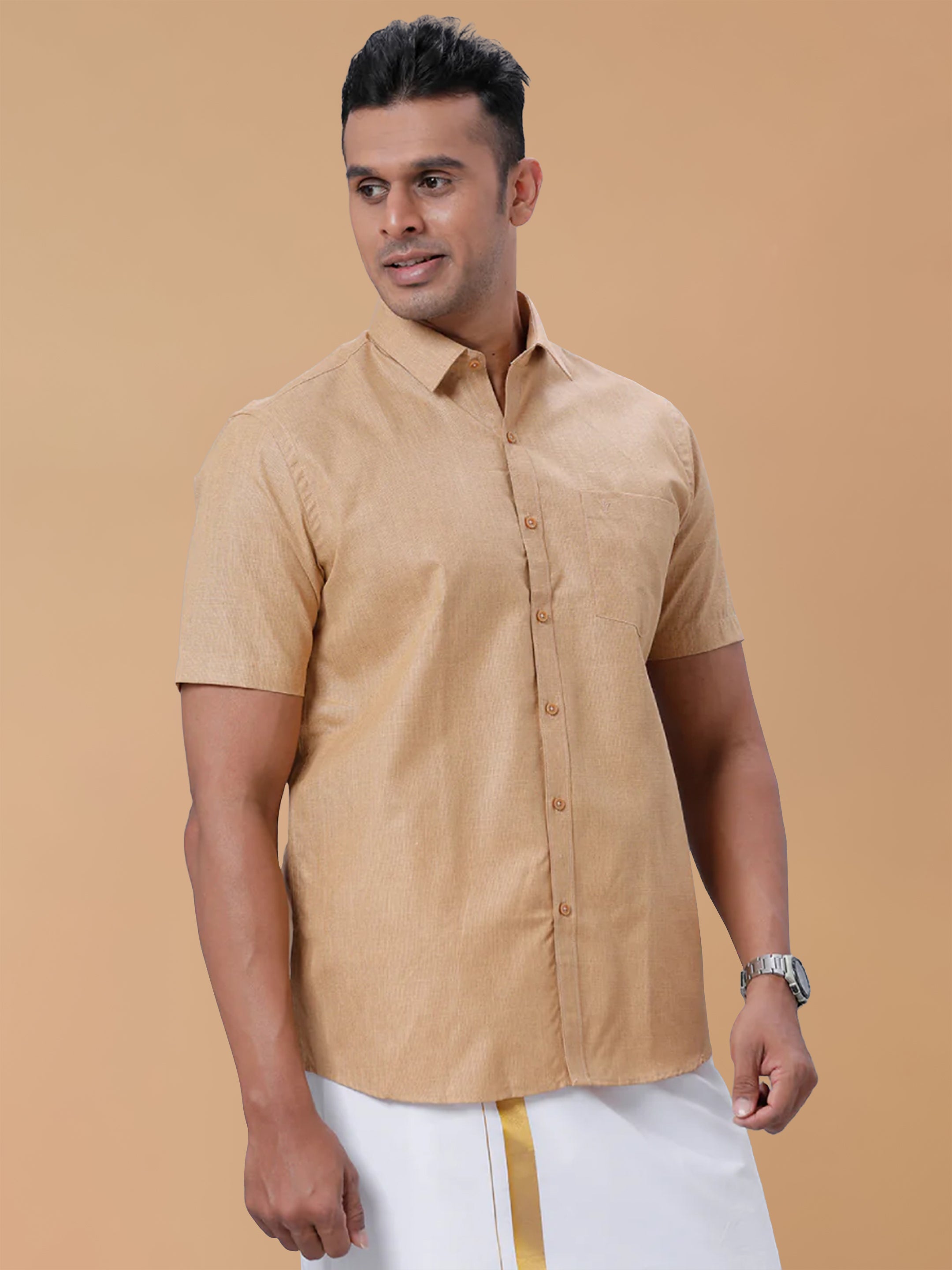 Cotton Rich Khaki Regular Fit Shirt T1 GC15