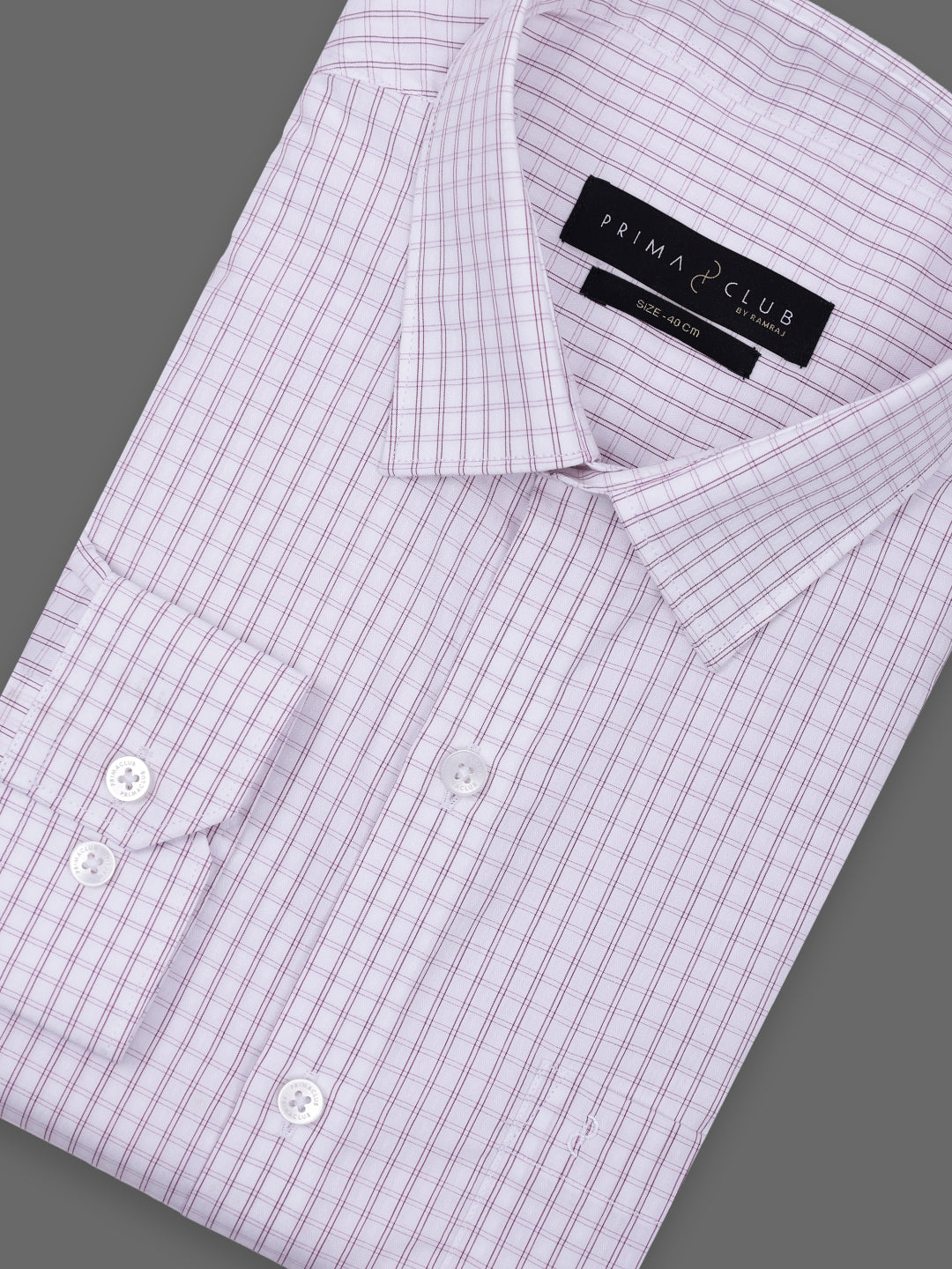 Prima Club Premium Cotton Dobby White Purple Checked Regular Fit Shirt SRBP3
