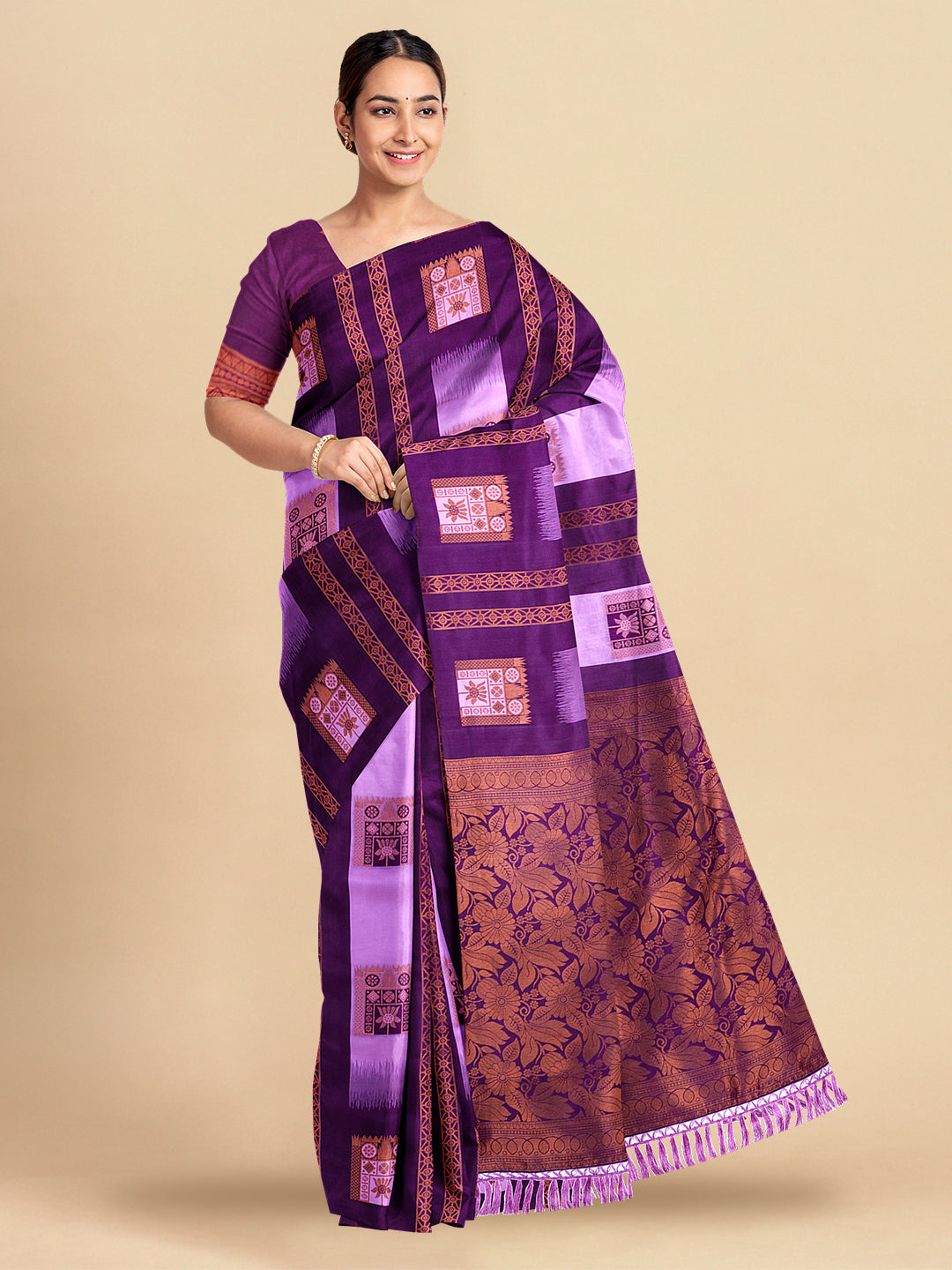 Women Purple Colour Stylish Art Silk Fancy Jari Border Saree SS96