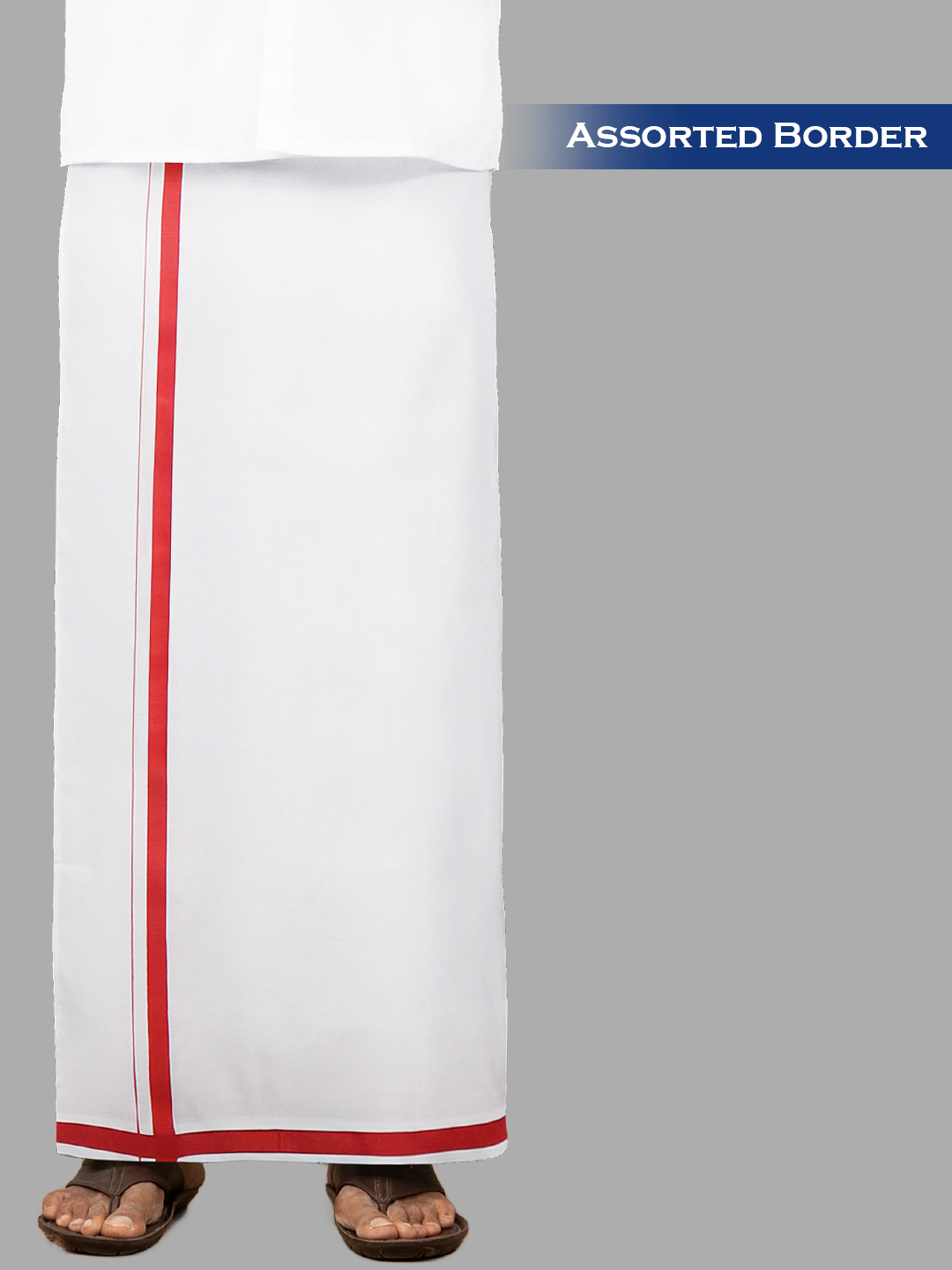 Men Cotton Blend Single Layer Stitched Dhoti with Assorted Border Canal