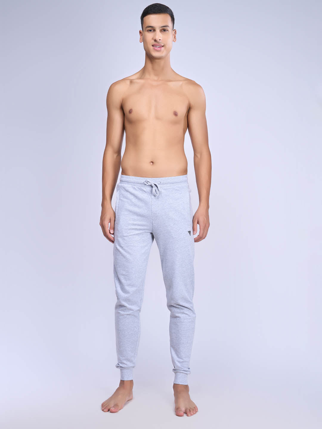 Men Combed Cotton Rich Jogger with Side Pockets Grey Melange EJ1