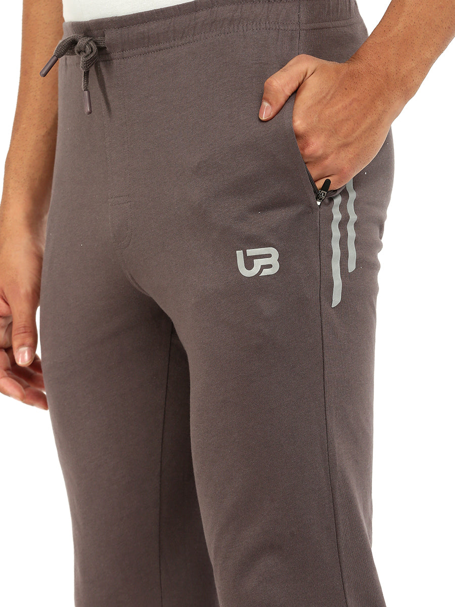 Men Combed Cotton Rich Regular Fit Track pant with Side Pockets Dark Grey AGT2