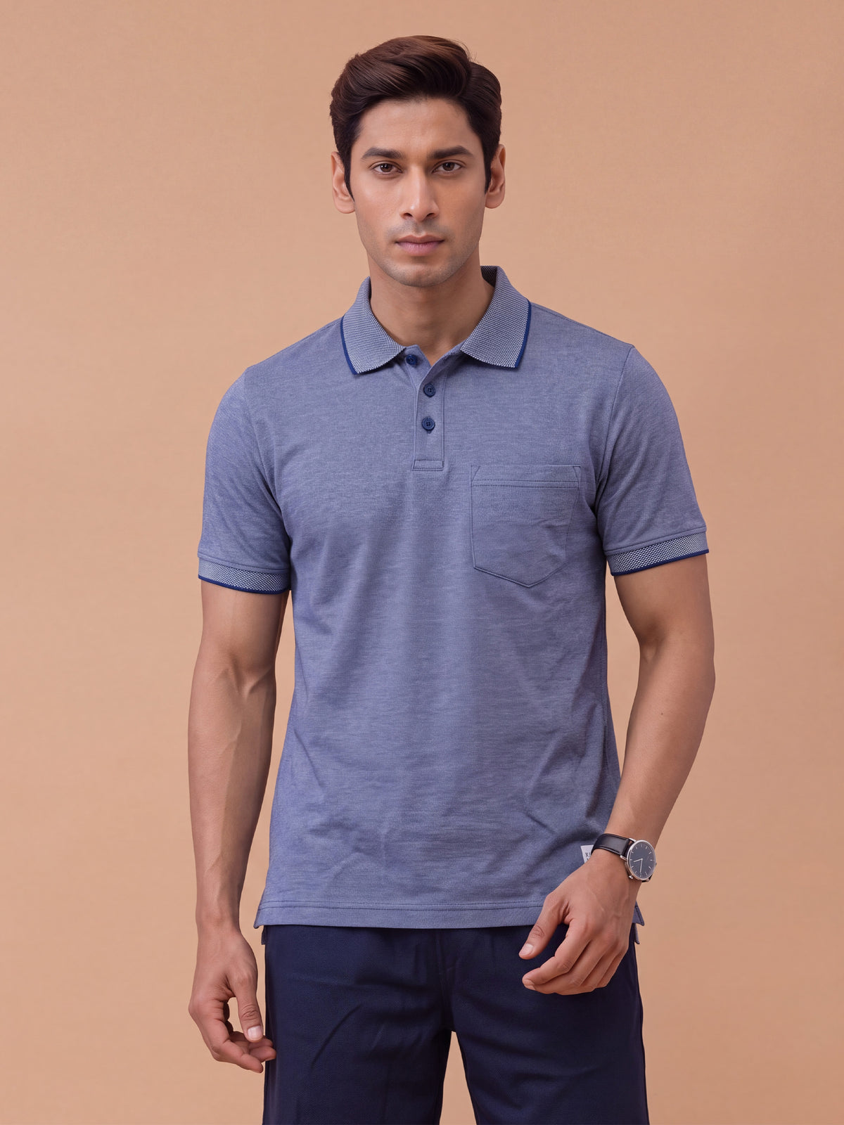Cotton Rich Pique Polo T-Shirt Royal Heather