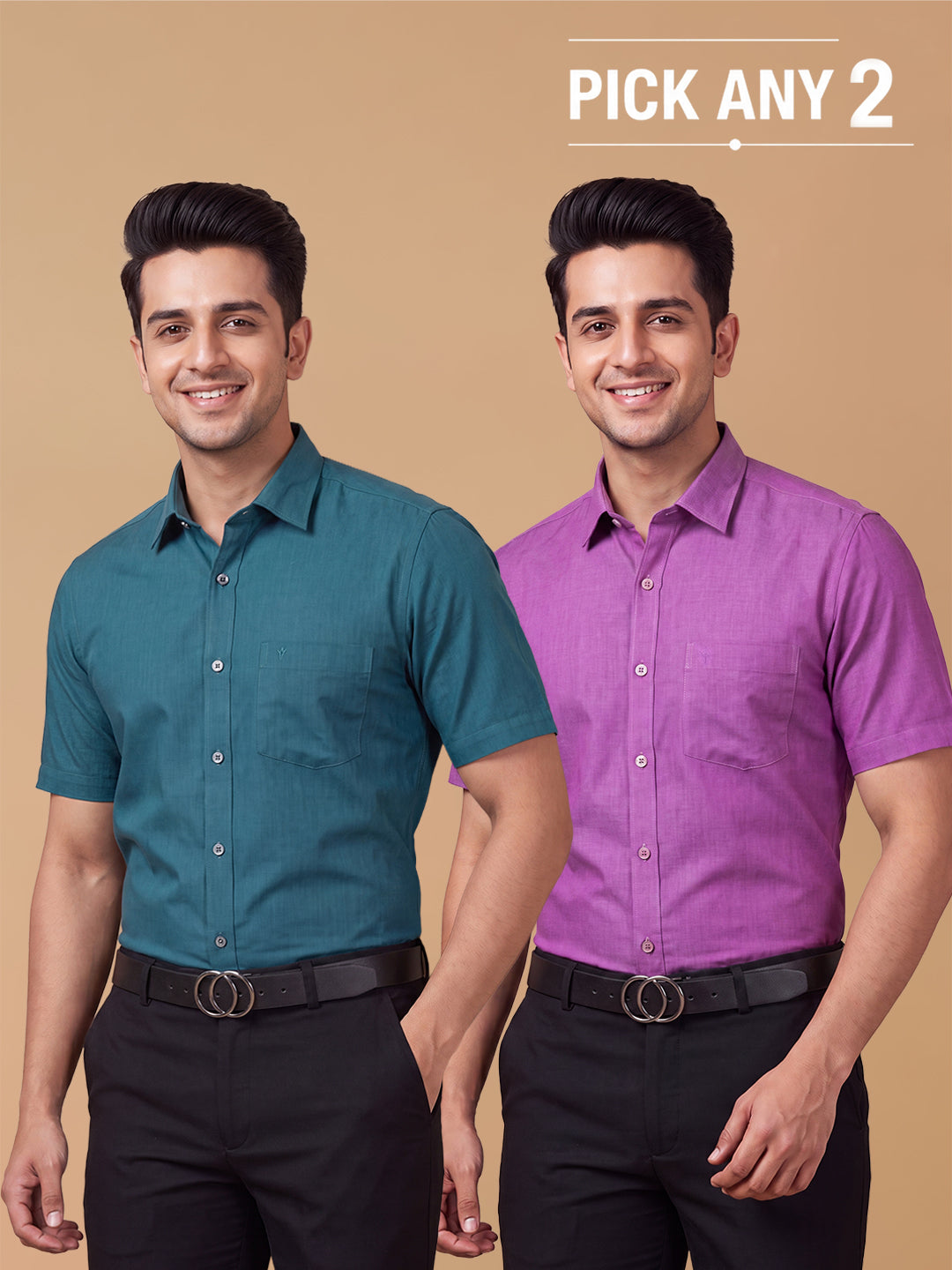 Pick Any 2 - Supima Cotton Half Sleeves Regular Fit Shirts