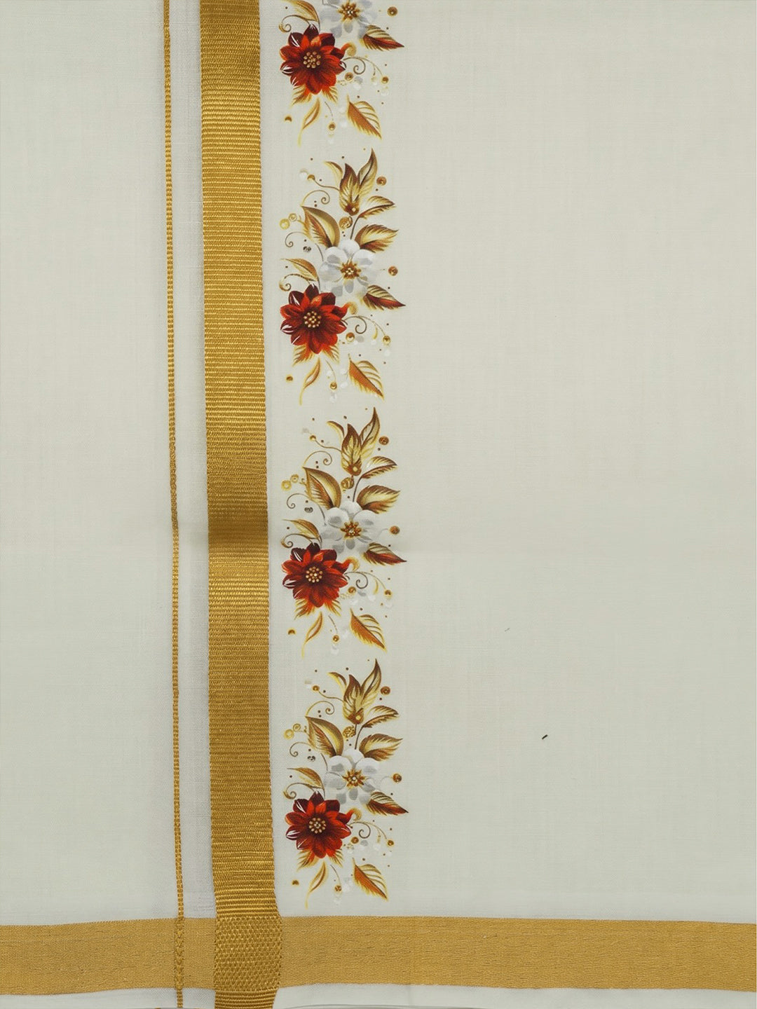 Double Layer Cotton Cream Dhoti with Colour Jari Border - GCC03