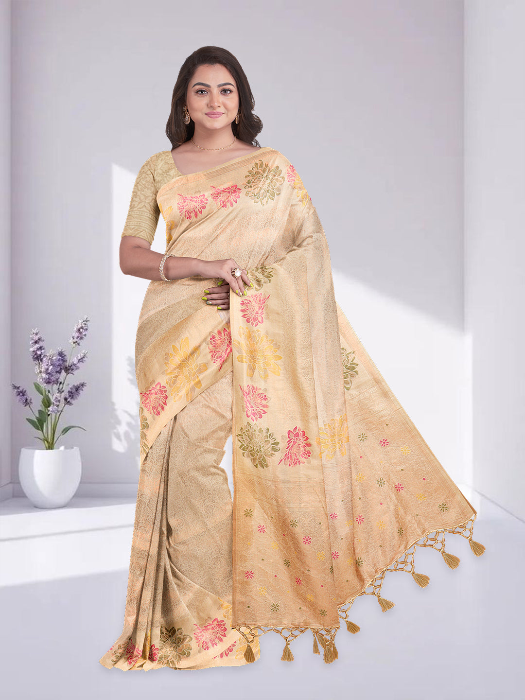 Women Sandal Semi Mysore Silk Saree SS371