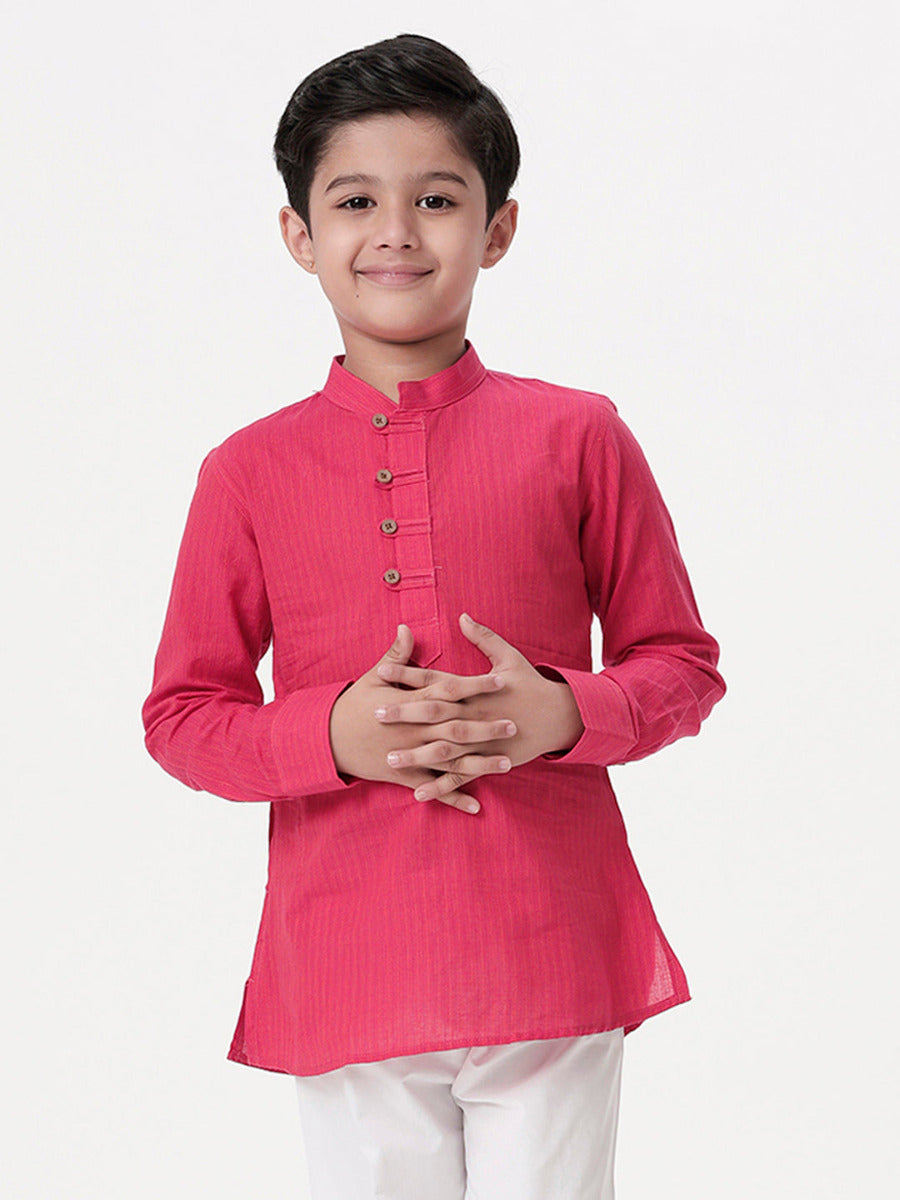Boys Breeze Cotton Full Sleeves Dark Pink Kurta-Front view