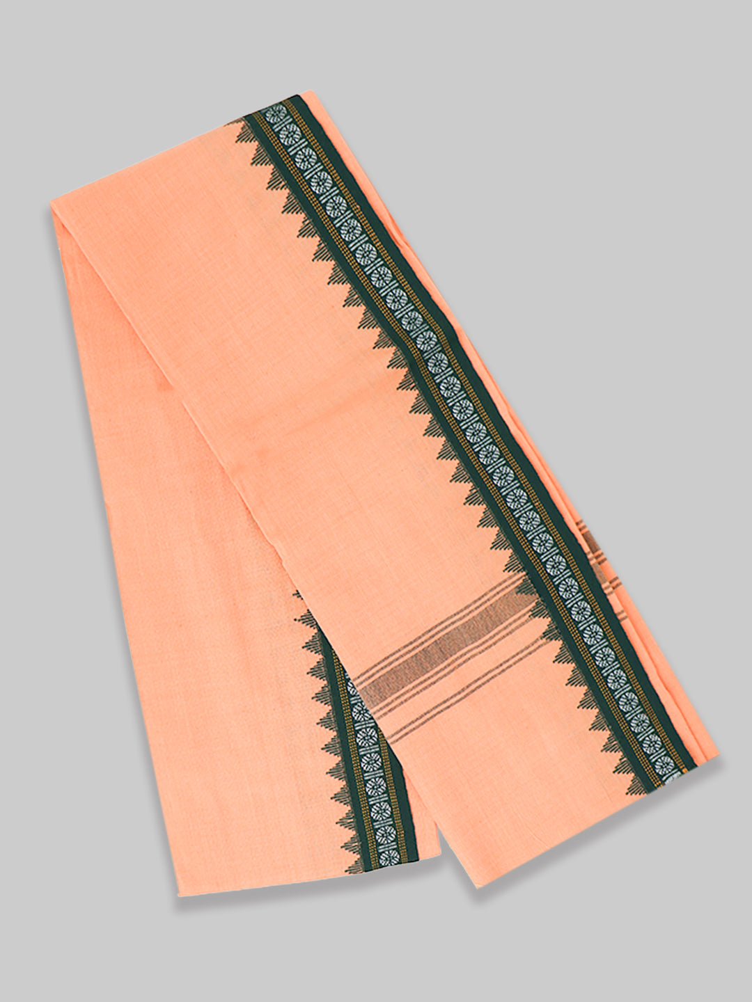 Men Fancy Border Angavastram Towel Light Orange