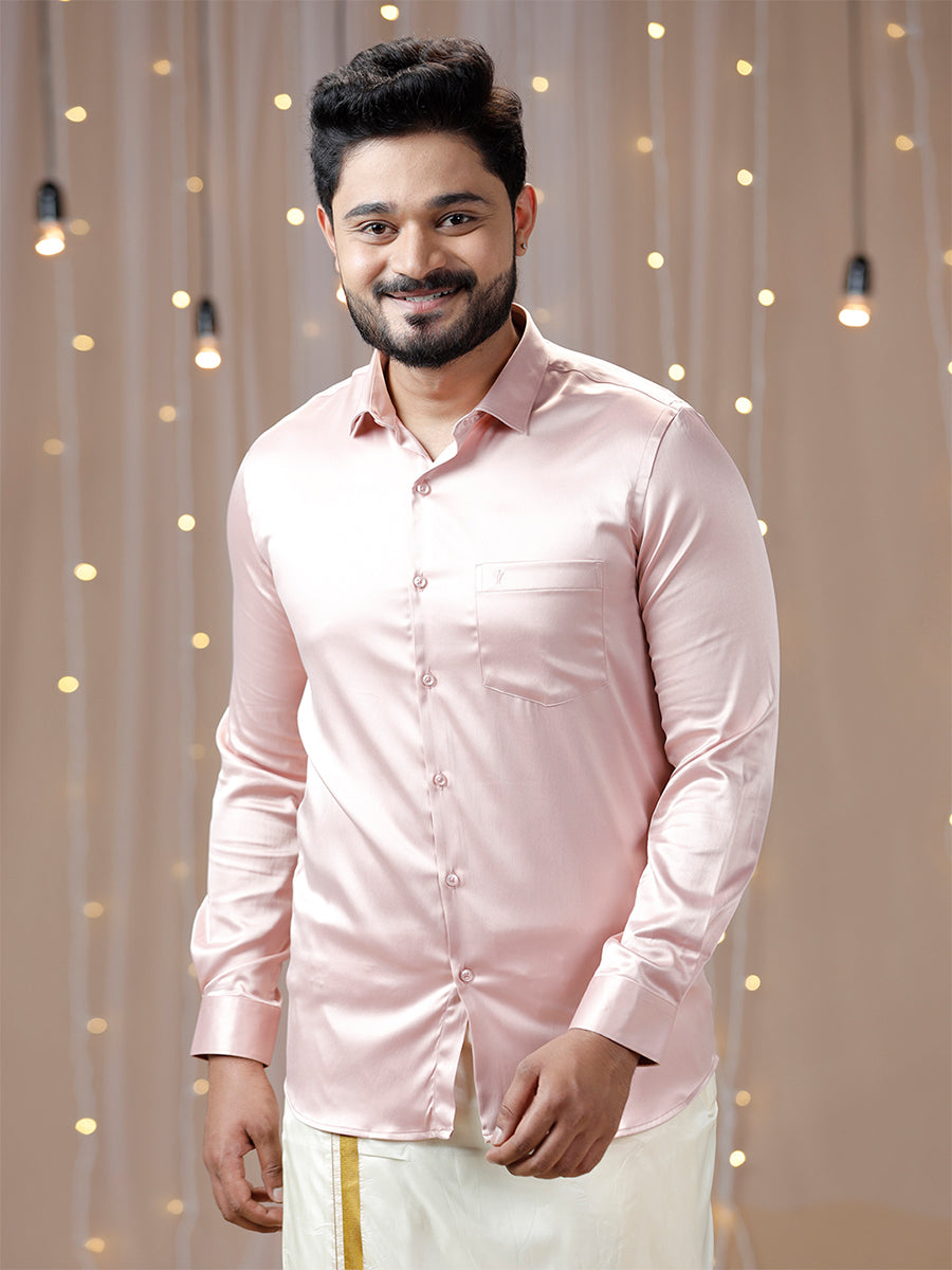 Mens Party Wear Pink Shirt PSS9