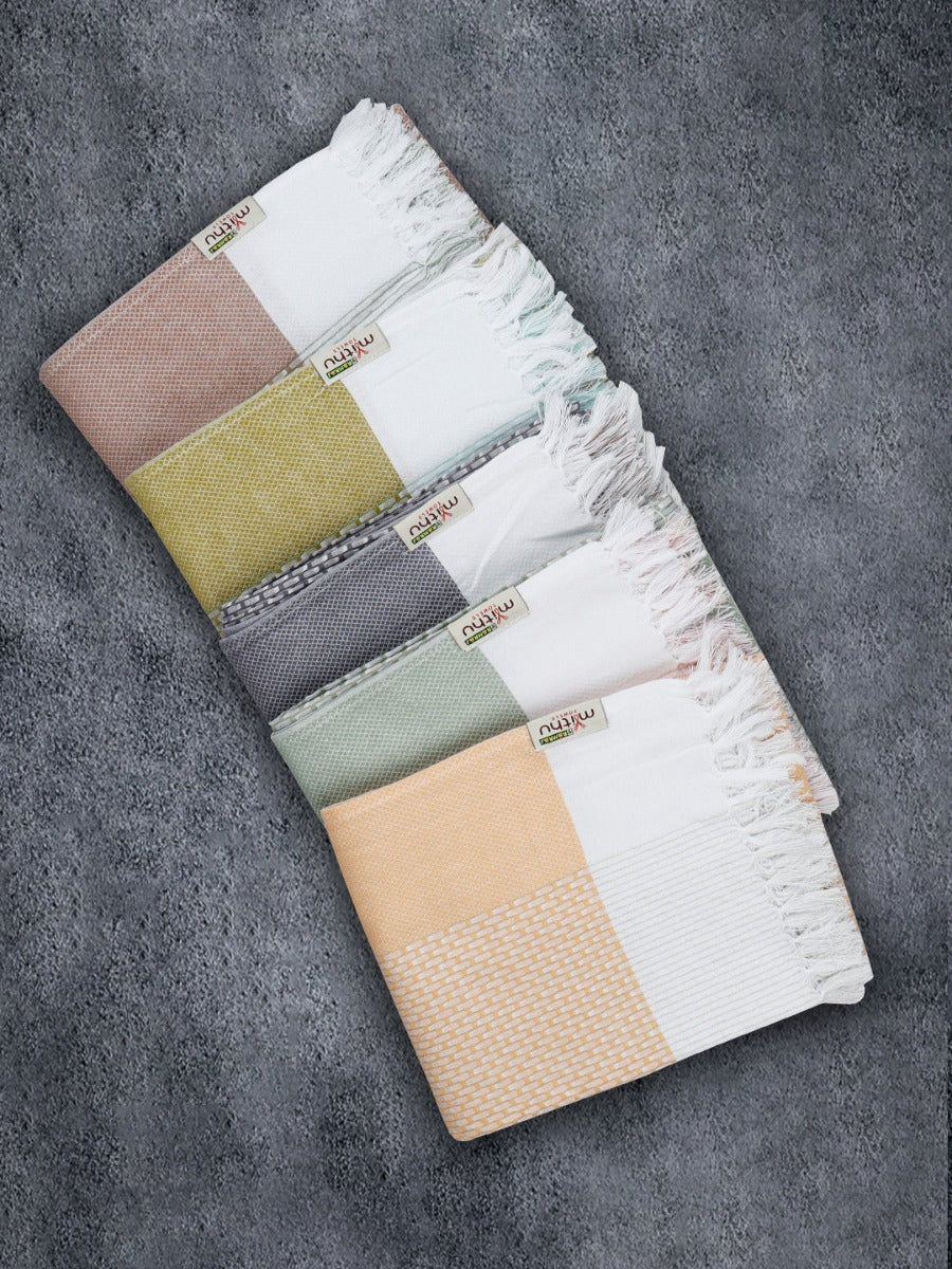 100% Cotton Self Designed Family Bath Towel Signature 1106 (Pack of 5)