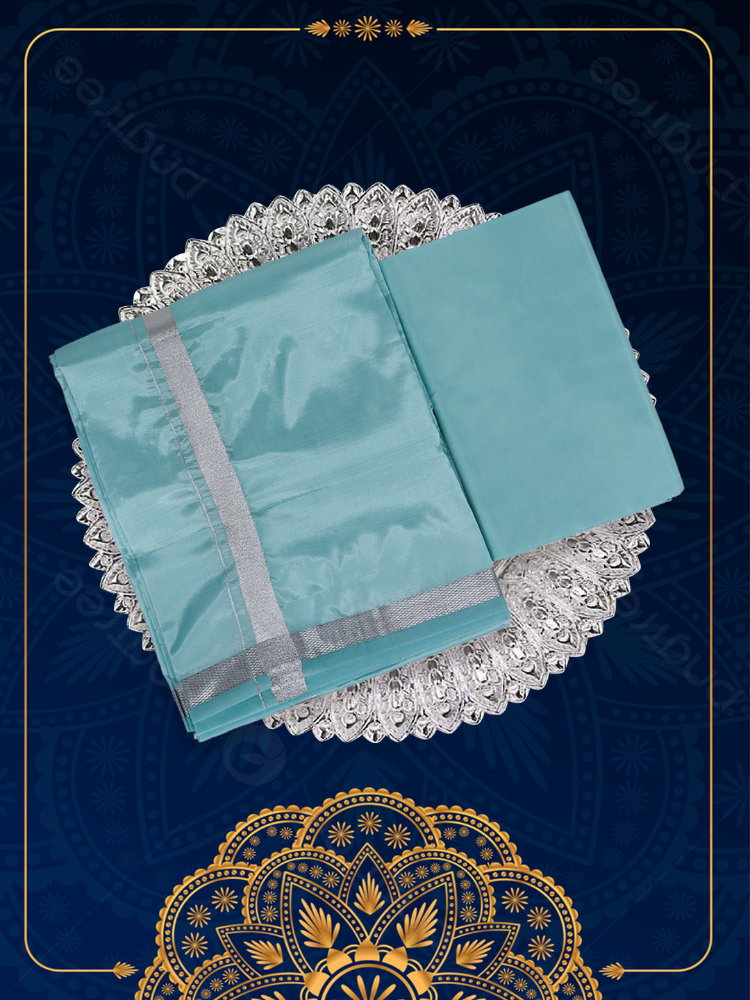 Men Art Silk Dhoti & Shirting Set P.Green Ashirwath (2 in 1)