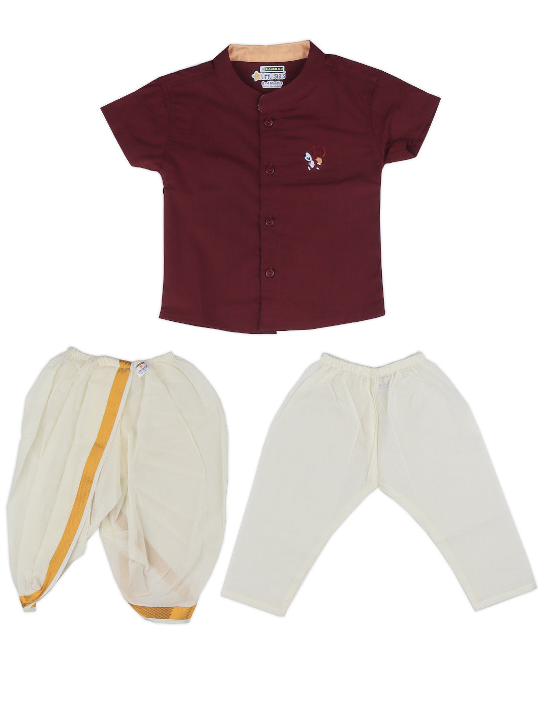 Born Baby Shirt with Pant and Panchakacham Set Maroon G12