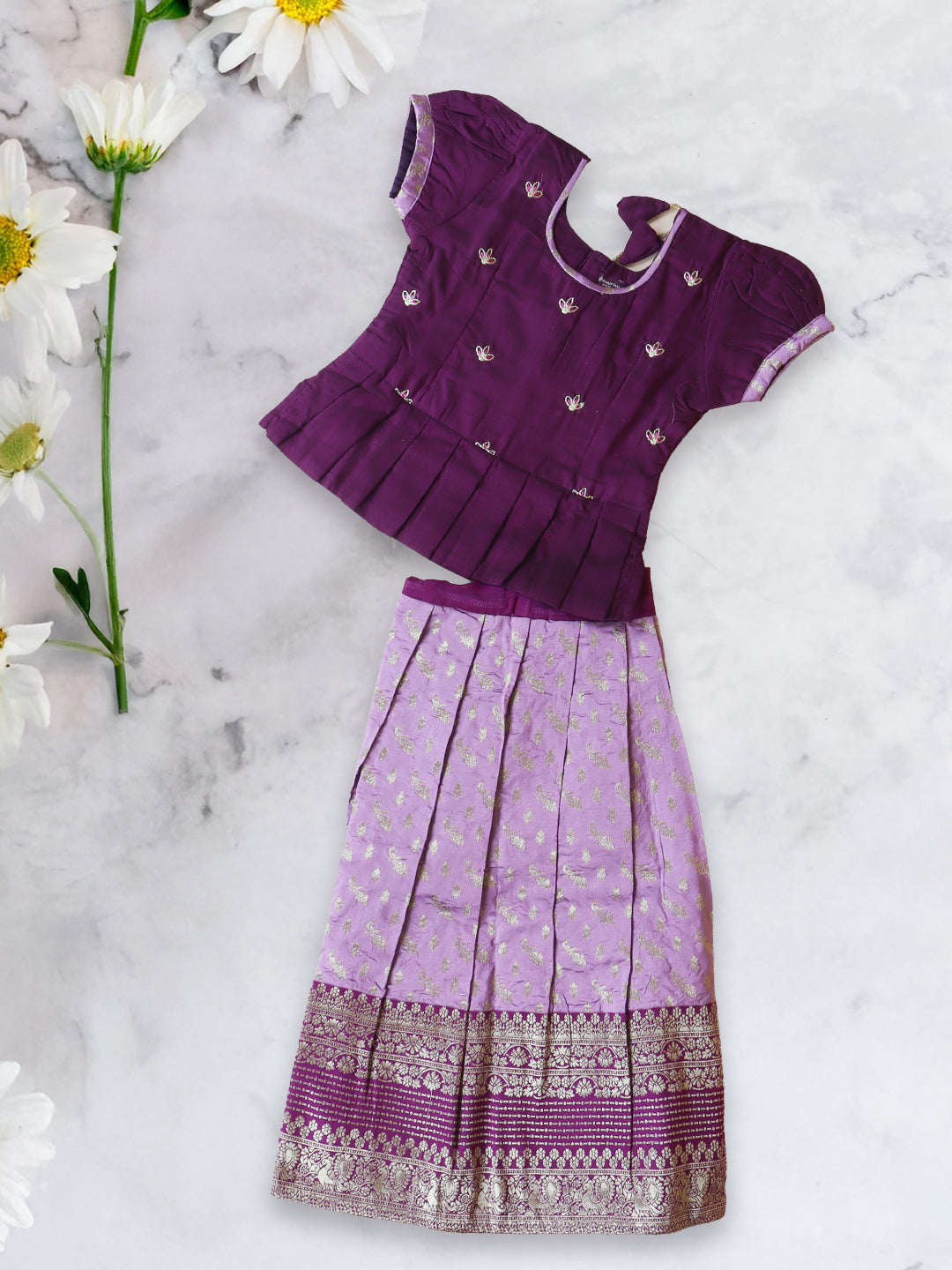 Girls Traditional Skirt Set Violet with Purple GPS21