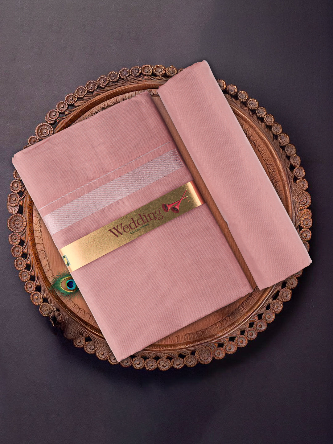 Men Art Silk Dhoti & Shirting Set Copper Ashirwath(2*1)