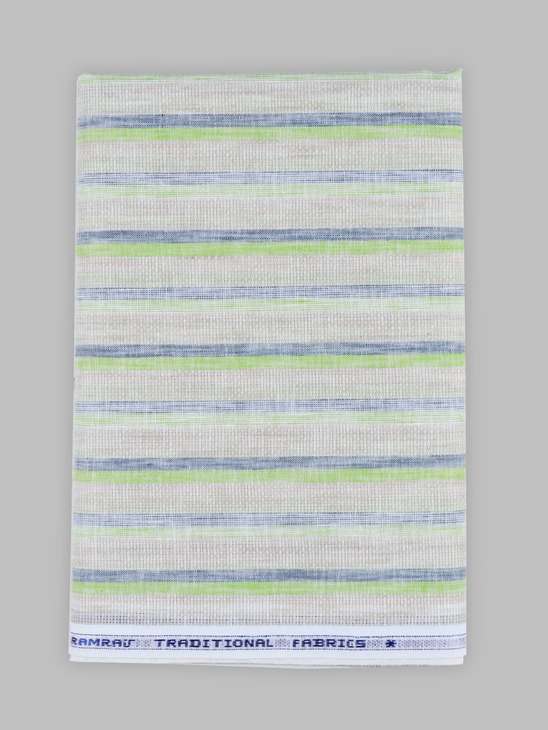 Men Cotton Rich Striped Shirt Fabric Green & Blue High Style