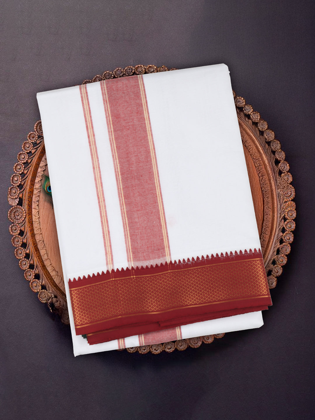 Men Panchakacham Set White 10Khan Jari Pet (9+5)