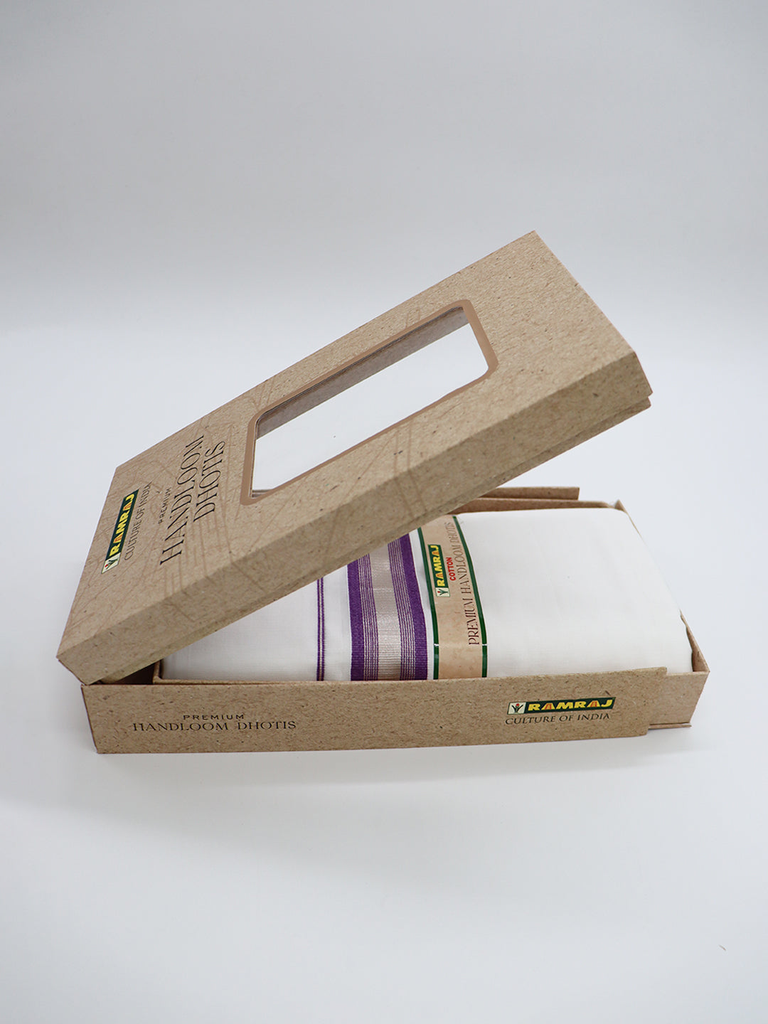 Men Premium Handloom White Dhoti with Fancy Jari Border HLM103